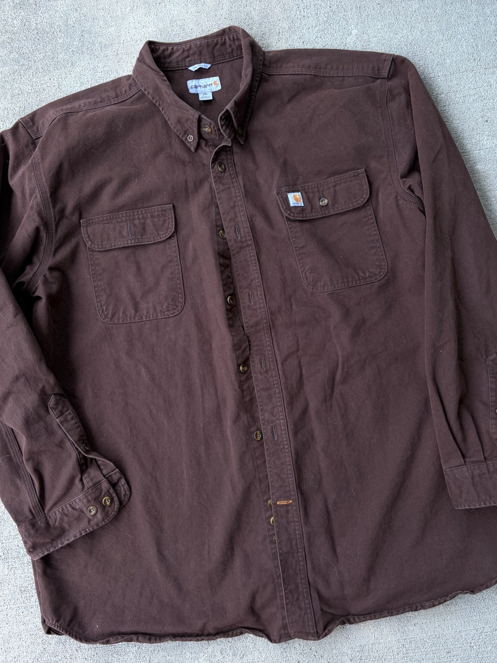Vintage 90s Carhartt mocha brown chocolate long sleeve button down shirt jacket